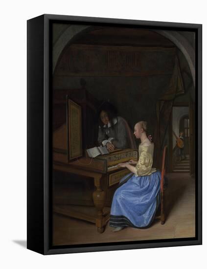 A Young Woman Playing a Harpsichord, C. 1660-Jan Havicksz Steen-Framed Premier Image Canvas