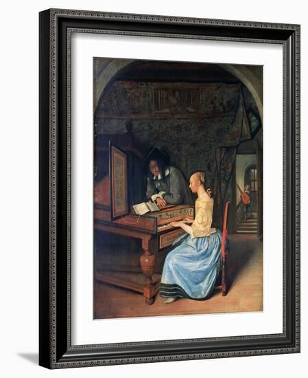 A Young Woman Playing a Harpsichord, C1659-Jan Steen-Framed Giclee Print