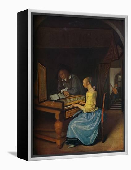 'A Young Woman playing a Harpsichord to a Young Man', 1659-Jan Steen-Framed Premier Image Canvas