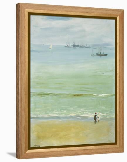 A Young Woman Pushing a Baby in a Pram-Sir John Lavery-Framed Premier Image Canvas