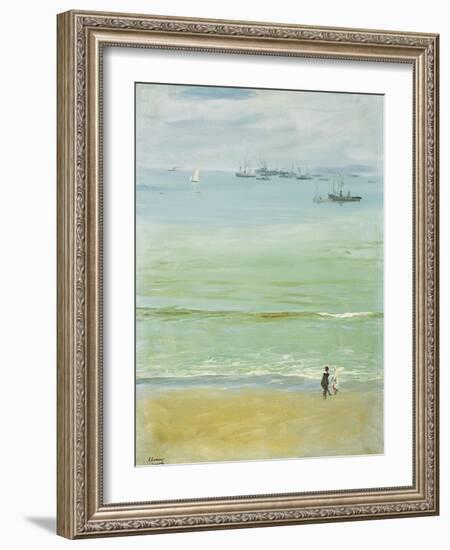 A Young Woman Pushing a Baby in a Pram-Sir John Lavery-Framed Giclee Print