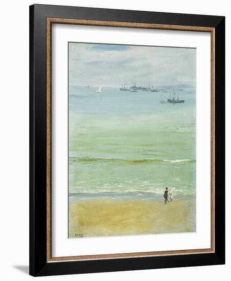 A Young Woman Pushing a Baby in a Pram-Sir John Lavery-Framed Giclee Print