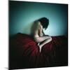 A Young Woman Sat on a Red Bed Sheet-Rafal Bednarz-Mounted Photographic Print