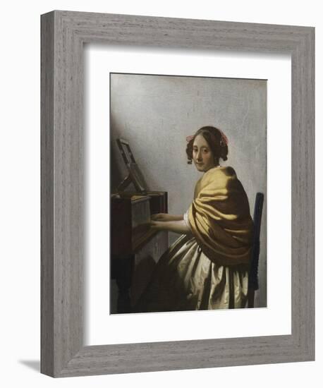 A Young Woman Seated at a Virginal, C. 1670-Johannes Vermeer-Framed Giclee Print