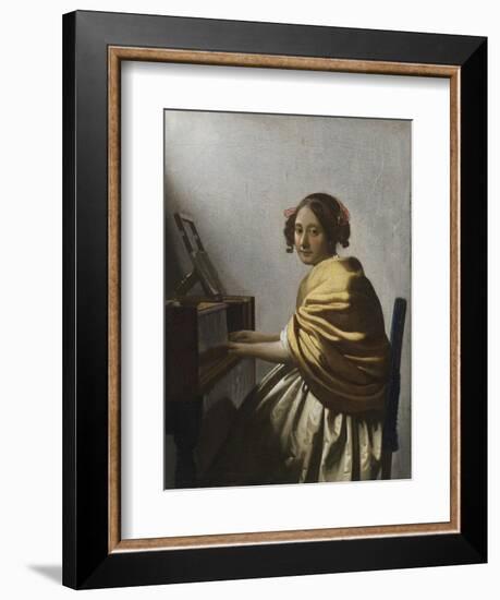 A Young Woman Seated at a Virginal, C. 1670-Johannes Vermeer-Framed Giclee Print