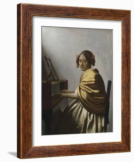 A Young Woman Seated at a Virginal, C. 1670-Johannes Vermeer-Framed Giclee Print