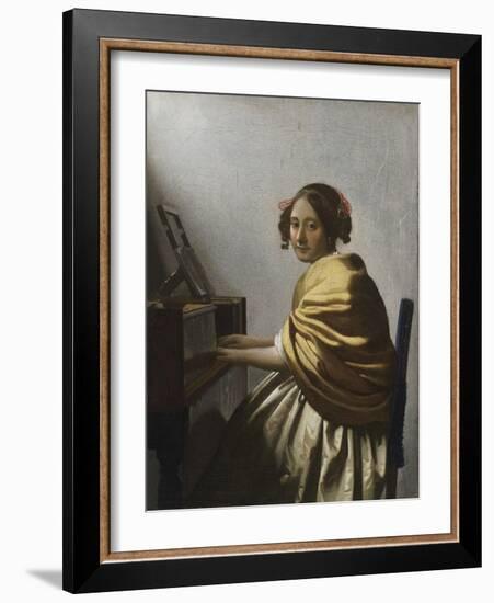 A Young Woman Seated at a Virginal, C. 1670-Johannes Vermeer-Framed Giclee Print