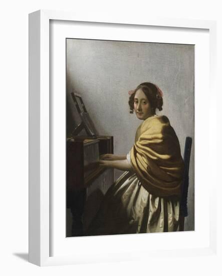 A Young Woman Seated at a Virginal, C. 1670-Johannes Vermeer-Framed Giclee Print