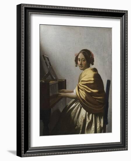 A Young Woman Seated at a Virginal, C. 1670-Johannes Vermeer-Framed Giclee Print