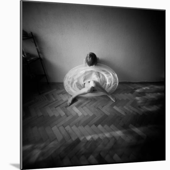 A Young Woman Sitting on a Pargued Floor-Rafal Bednarz-Mounted Photographic Print