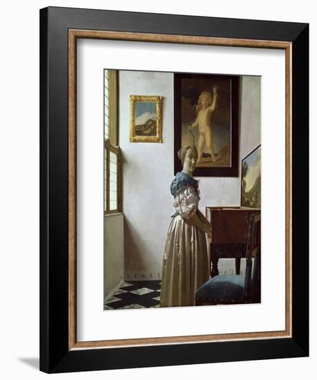 A Young Woman Standing at a Virginal. C.1670-Johannes Vermeer-Framed Giclee Print