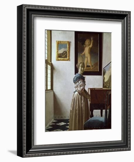 A Young Woman Standing at a Virginal. C.1670-Johannes Vermeer-Framed Giclee Print