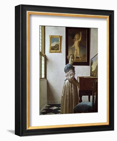 A Young Woman Standing at a Virginal. C.1670-Johannes Vermeer-Framed Giclee Print