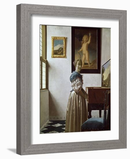 A Young Woman Standing at a Virginal. C.1670-Johannes Vermeer-Framed Giclee Print