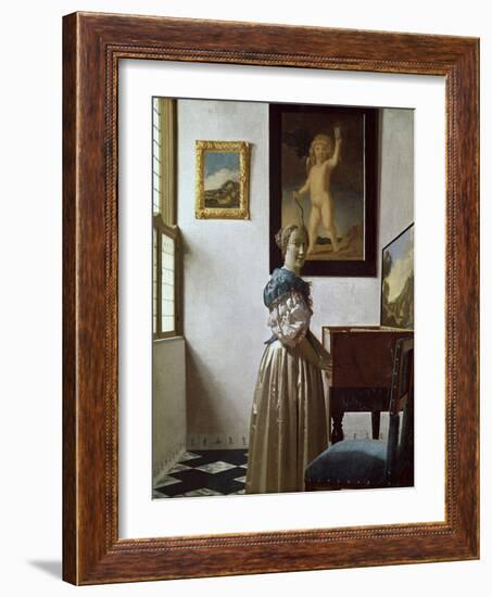 A Young Woman Standing at a Virginal. C.1670-Johannes Vermeer-Framed Giclee Print