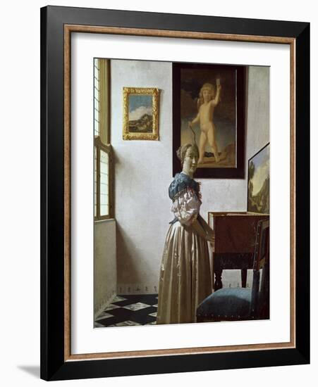 A Young Woman Standing at a Virginal. C.1670-Johannes Vermeer-Framed Giclee Print