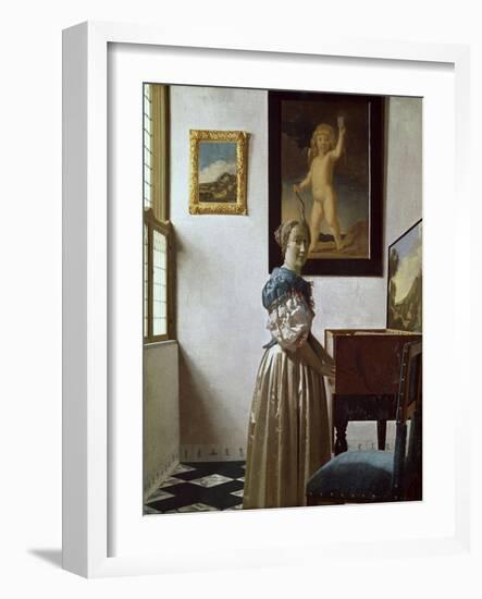 A Young Woman Standing at a Virginal. C.1670-Johannes Vermeer-Framed Giclee Print