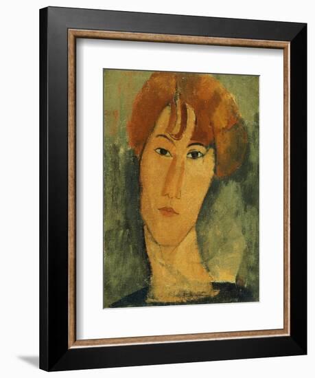 A young Woman with a Reddish Brown Collar-Amedeo Modigliani-Framed Giclee Print