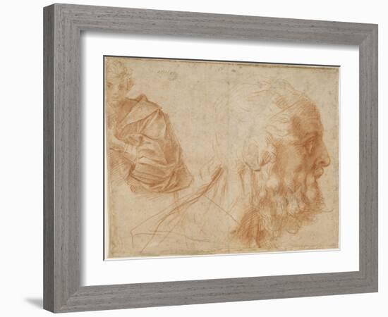 A Youth and the Head of an Old Man (Homer) Study, Ca 1521-Andrea del Sarto-Framed Giclee Print