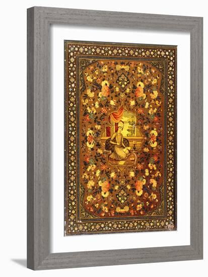 A Zand Book Cover Painted with a Central Seated Figure Within an Interior-null-Framed Giclee Print