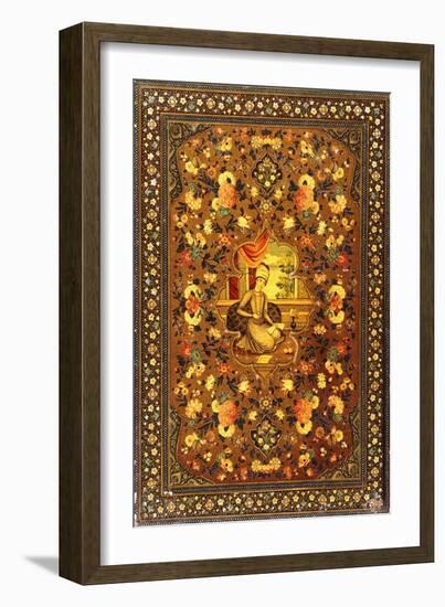 A Zand Book Cover Painted with a Central Seated Figure Within an Interior-null-Framed Giclee Print