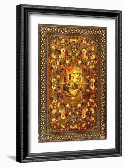 A Zand Book Cover Painted with a Central Seated Figure Within an Interior-null-Framed Giclee Print