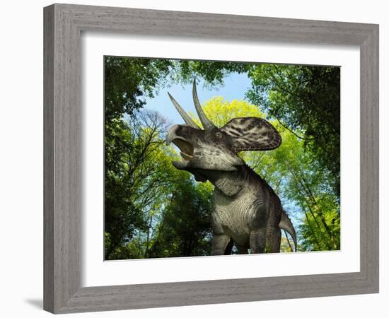 A Zuniceratops Wanders a Cretaceous Forest-Stocktrek Images-Framed Photographic Print