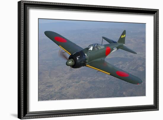 A6M Japaneese Zero Flying over Chino, California-Stocktrek Images-Framed Photographic Print