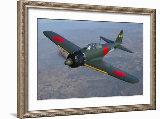 A6M Japaneese Zero Flying over Chino, California-Stocktrek Images-Framed Photographic Print