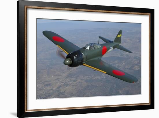 A6M Japaneese Zero Flying over Chino, California-Stocktrek Images-Framed Photographic Print