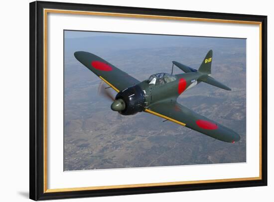 A6M Japaneese Zero Flying over Chino, California-Stocktrek Images-Framed Photographic Print