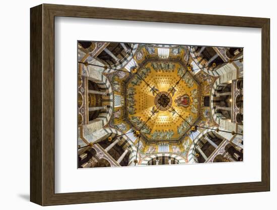 Aachen Cathedral Cupola and Barbarossa's Chandelier-G&M-Framed Photographic Print