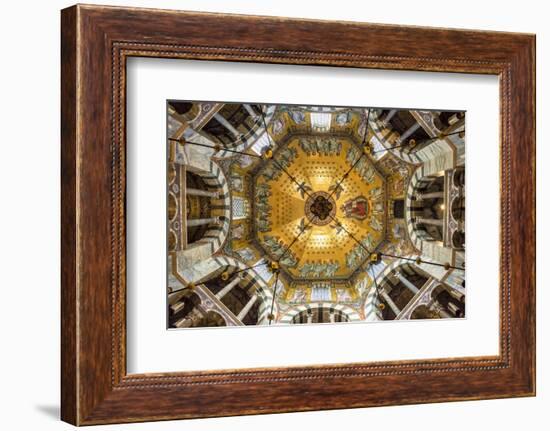 Aachen Cathedral Cupola and Barbarossa's Chandelier-G&M-Framed Photographic Print