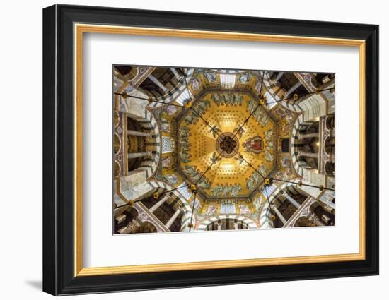 Aachen Cathedral Cupola and Barbarossa's Chandelier-G&M-Framed Photographic Print