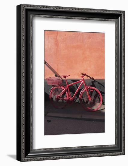 Aarhus, cultural capital in 2017 - bicycle town, art, red bicycle on wall of a house-Gianna Schade-Framed Photographic Print