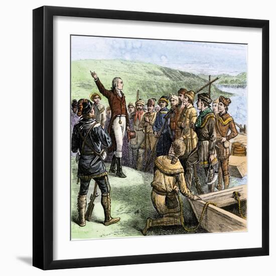 Aaron Burr Exhorting His Followers at Blennerhassett Island, Ohio River, 1805-null-Framed Giclee Print