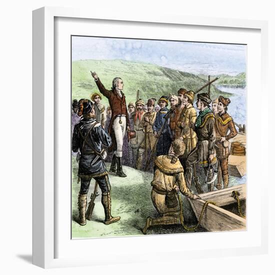 Aaron Burr Exhorting His Followers at Blennerhassett Island, Ohio River, 1805-null-Framed Giclee Print