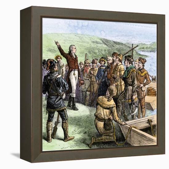 Aaron Burr Exhorting His Followers at Blennerhassett Island, Ohio River, 1805-null-Framed Premier Image Canvas
