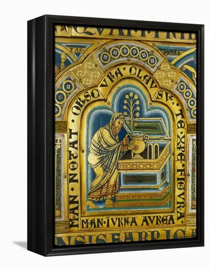 Aaron Puts a Golden Jar with Mannah in the Ark of the Covenant-Nicholas of Verdun-Framed Premier Image Canvas