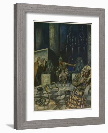 Aaron's Rod Slid across the Floor to the Sepents of the "Knowing Ones" and Swallowed Them Up-Tony Sarg-Framed Giclee Print