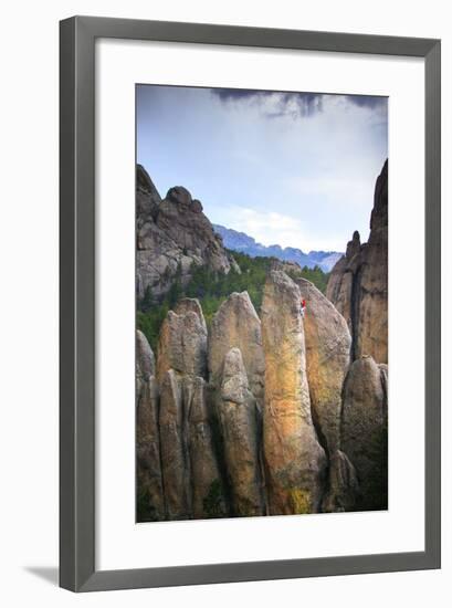 Aaron Stetzer Climbing Rum And Coke In The Scenic Black Hills In Near Mt Rushmore In South Dakota-Ben Herndon-Framed Photographic Print