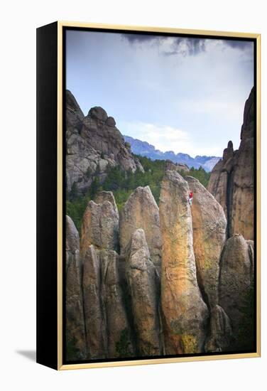 Aaron Stetzer Climbing Rum And Coke In The Scenic Black Hills In Near Mt Rushmore In South Dakota-Ben Herndon-Framed Premier Image Canvas