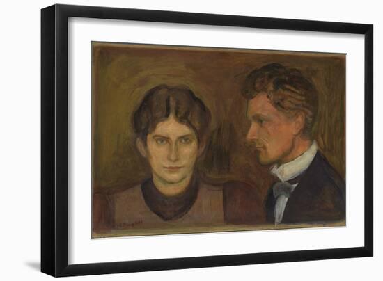 Aase and Harald Norregaard, 1899 (Oil on Board)-Edvard Munch-Framed Giclee Print