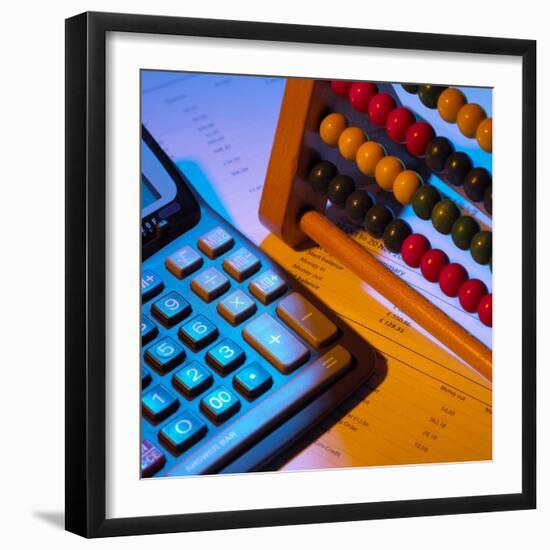 Abacus And Calculator-Mark Sykes-Framed Premium Photographic Print