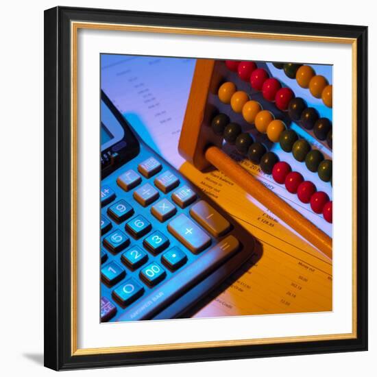 Abacus And Calculator-Mark Sykes-Framed Premium Photographic Print