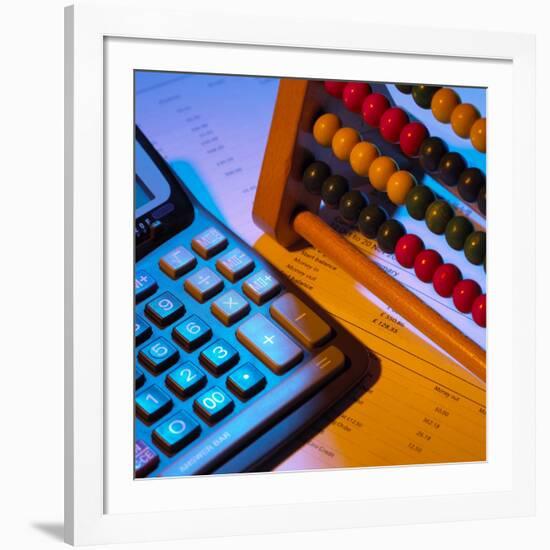 Abacus And Calculator-Mark Sykes-Framed Photographic Print