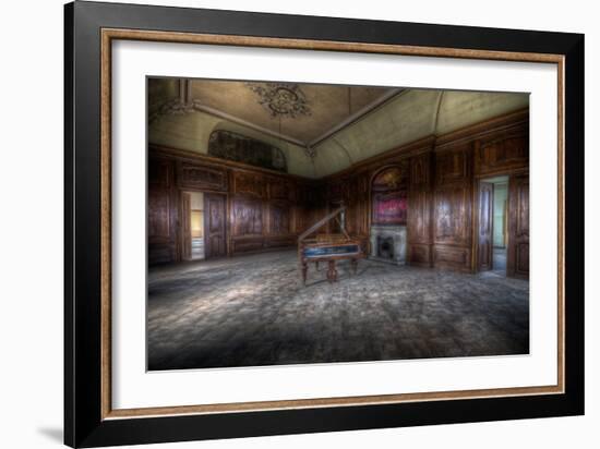 Abandoned Building Interior with Decorative Panelling and Old Grand Piano-Nathan Wright-Framed Photographic Print