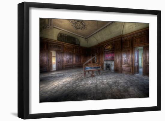 Abandoned Building Interior with Decorative Panelling and Old Grand Piano-Nathan Wright-Framed Photographic Print