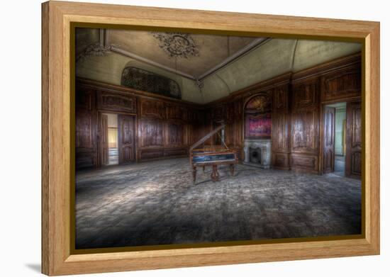 Abandoned Building Interior with Decorative Panelling and Old Grand Piano-Nathan Wright-Framed Premier Image Canvas