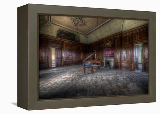 Abandoned Building Interior with Decorative Panelling and Old Grand Piano-Nathan Wright-Framed Premier Image Canvas